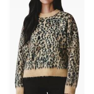 NEW NILI LOTAN zamira cashmere silk sweater in camel leopard